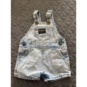 Vtg Oshkosh B'Gosh Overalls Blue Acid Wash 80s 90s Vestbak Size 6/9 Months USA